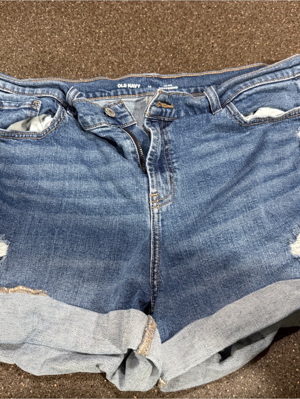 Old Navy Blue Mid-Rise Boyfriend Denim Shorts